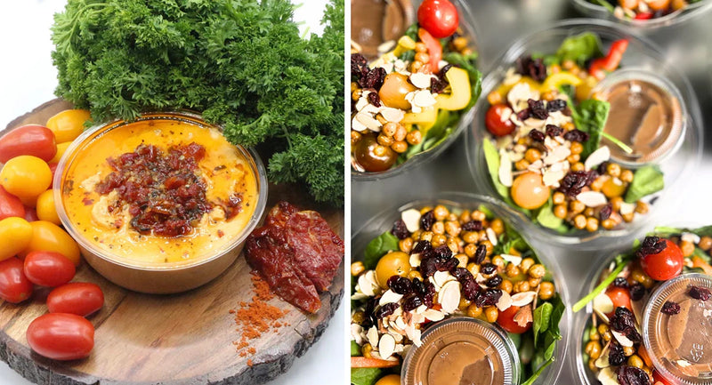 hummus and side salads