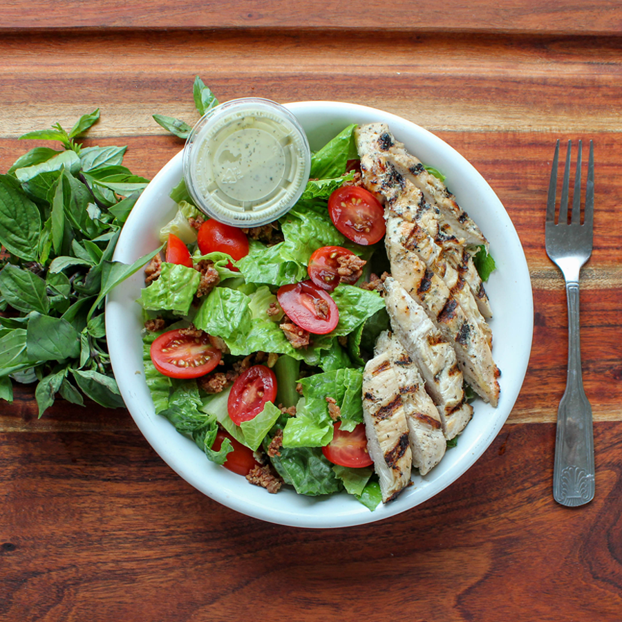 BLT Salad with Grilled Chicken and Avocado Ranch