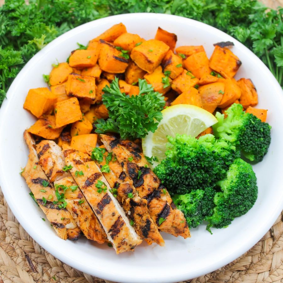 The Best Grilled Chicken with Sweet Potato and Broccoli