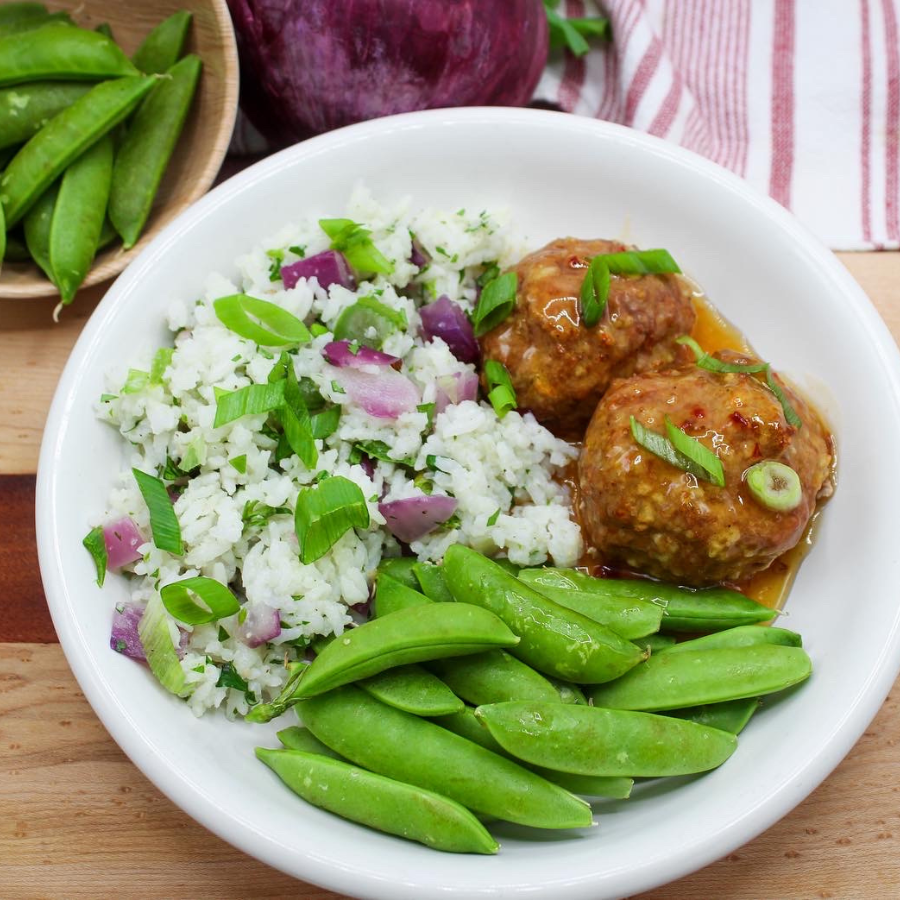 Honey Chipotle Turkey Meatballs w/ Cilantro Lime Rice
