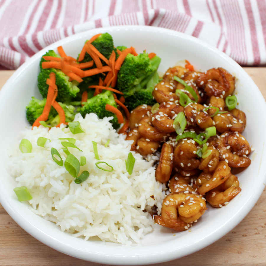 Honey Garlic Shrimp with Rice and Broccoli