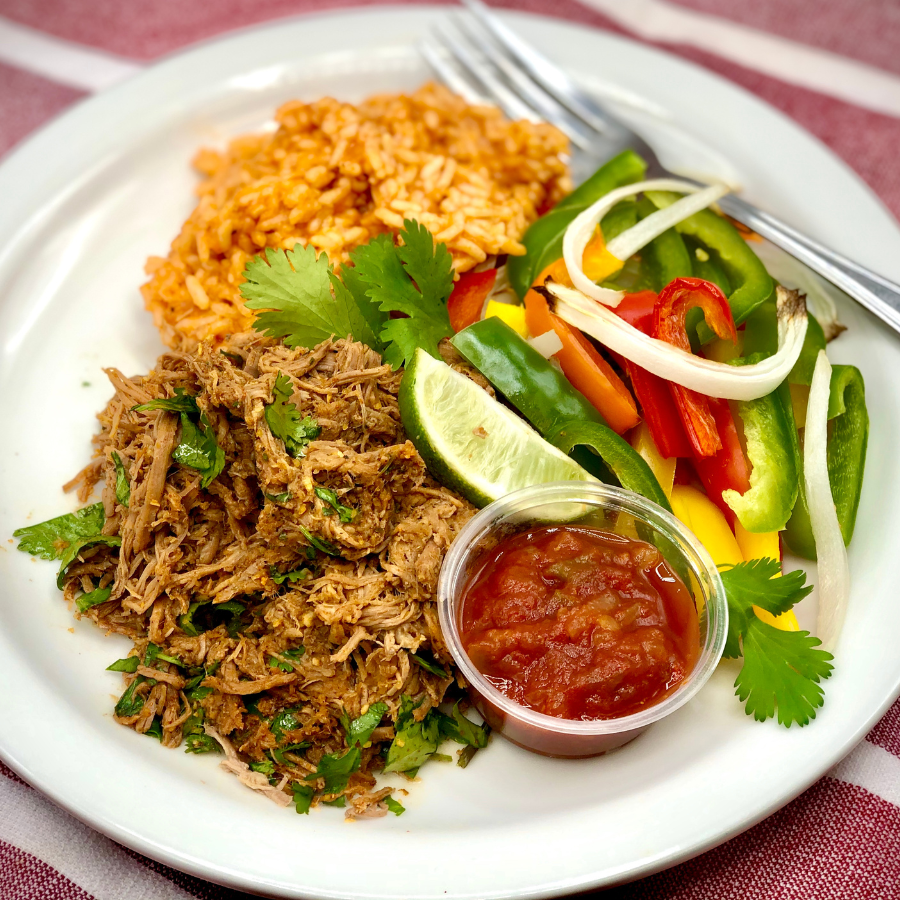 Steak Fajita Bowl with Mexican Rice and Salsa