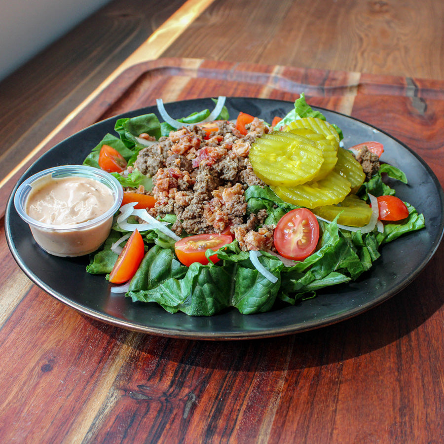 Bacon Burger in a Bowl with Epic Sauce