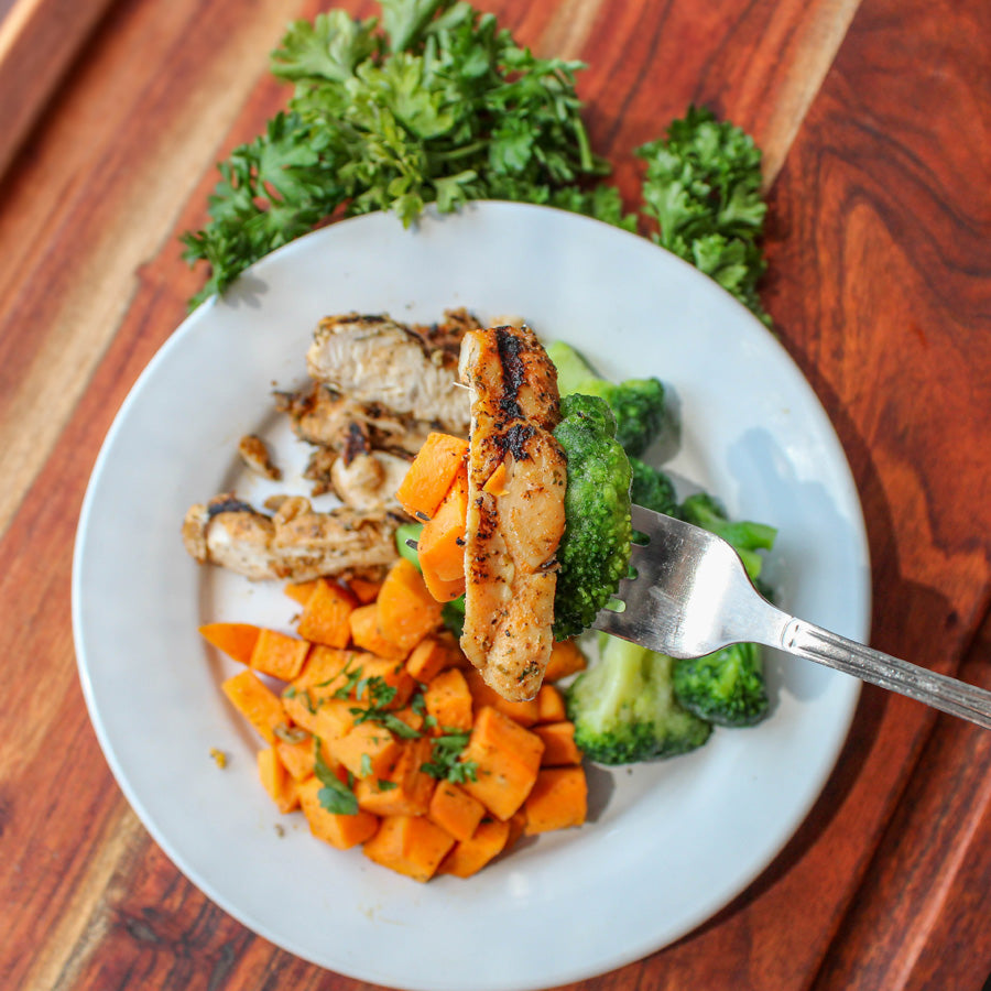 The Best Grilled Chicken with Sweet Potato and Broccoli
