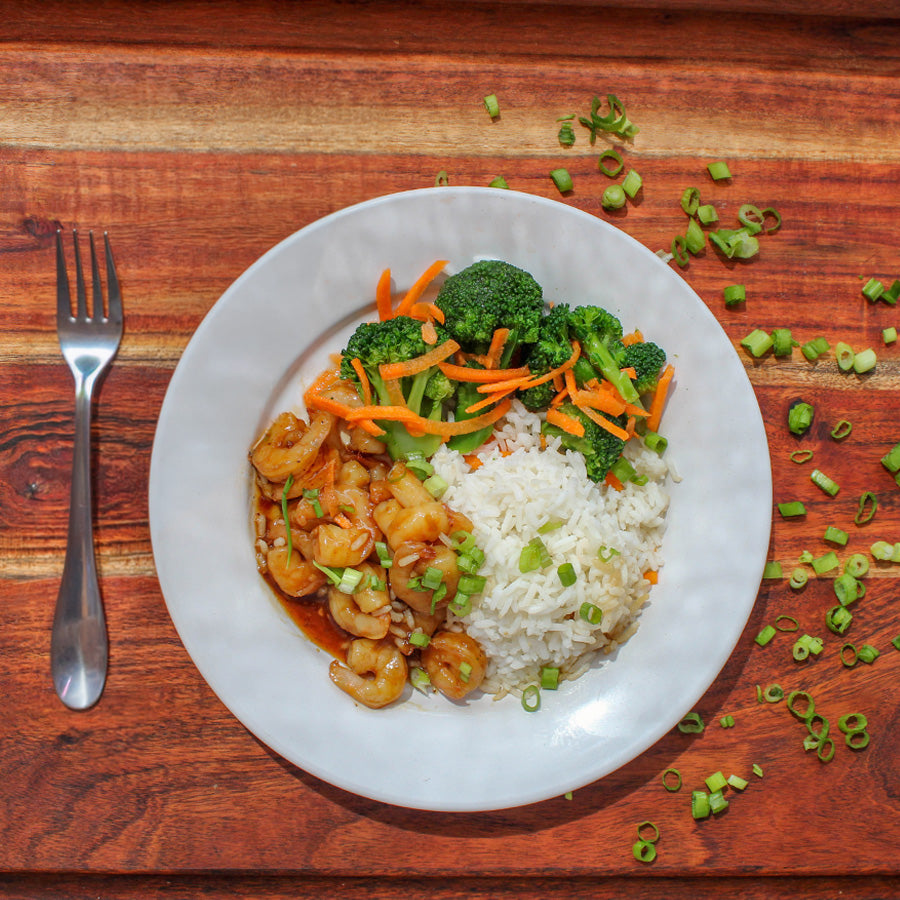 Honey Garlic Shrimp with Rice and Broccoli