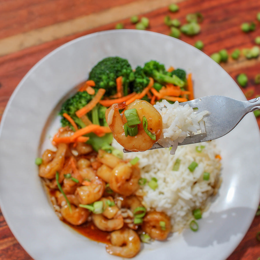 Honey Garlic Shrimp with Rice and Broccoli