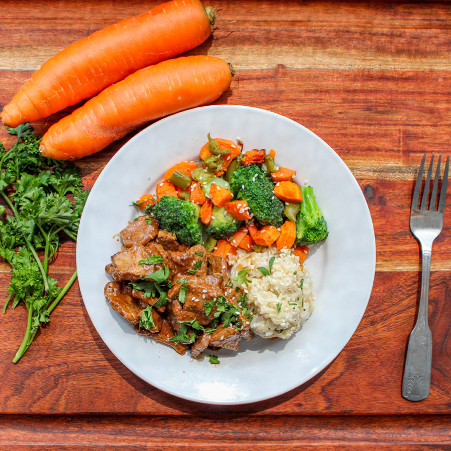 Honey Sriracha Steak Stir Fry with Brown Rice