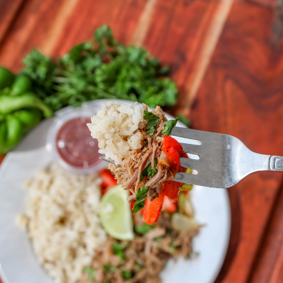 Steak Fajita Bowl with Mexican Rice and Salsa